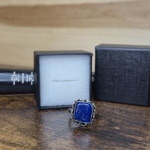925 Sterling Silver Ring With A Blue Stone (Vintage/Handmade)